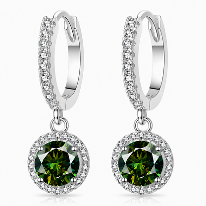 Halo Moissanite Hoop Drop Earrings