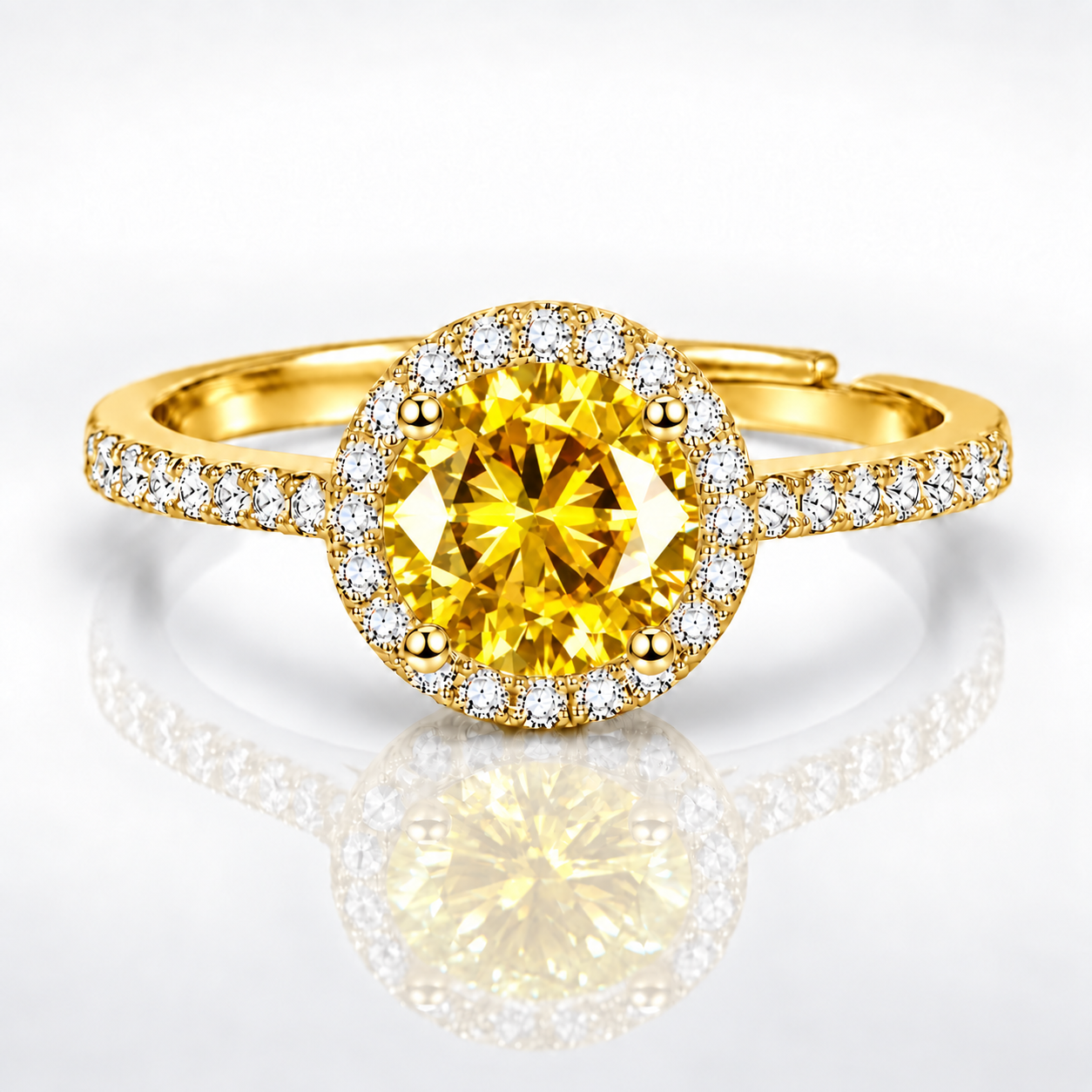 1ct Adjustable Coloured Moissanite Halo Engagement Ring