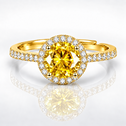 1ct Adjustable Coloured Moissanite Halo Engagement Ring