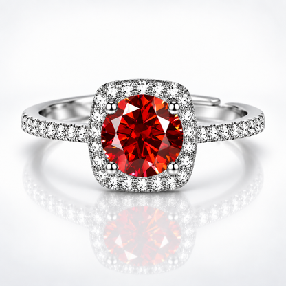 1ct Round Brilliant Moissanite Square Halo Adjustable Ring