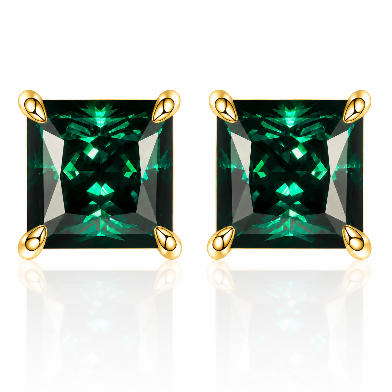 Princess Cut Coloured Moissanite Stud Earrings