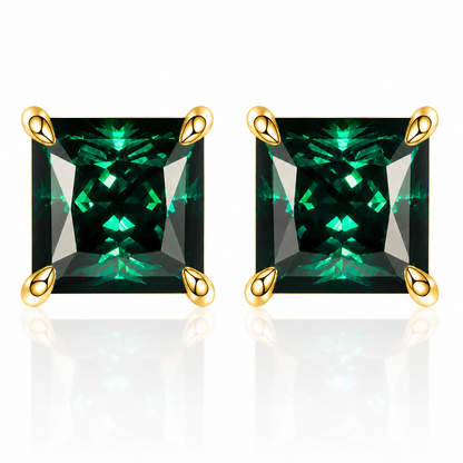 Princess Cut Coloured Moissanite Stud Earrings
