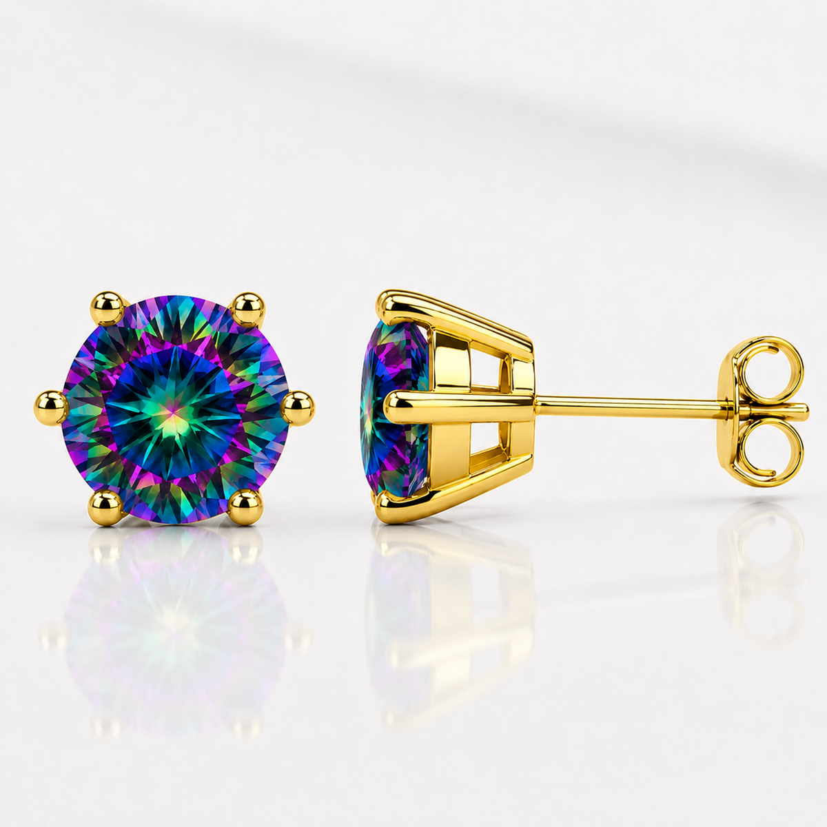 Round Brilliant Moissanite Stud Earrings – Classic Solitaire Earrings