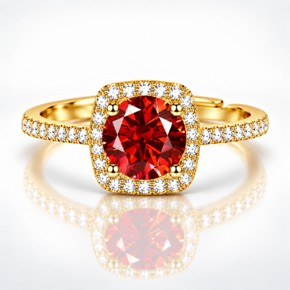 1ct Round Brilliant Moissanite Square Halo Adjustable Ring