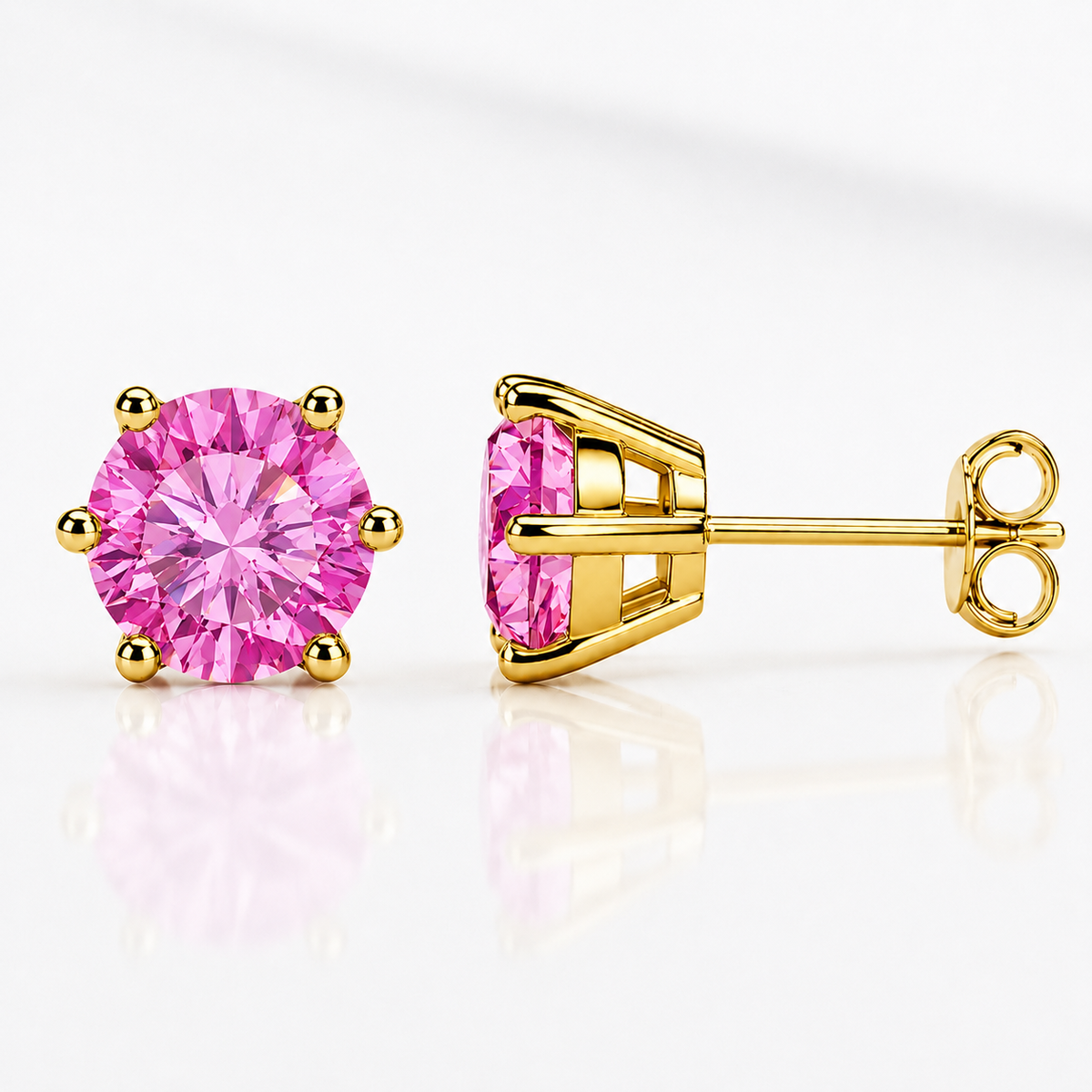 Round Brilliant Moissanite Stud Earrings – Classic Solitaire Earrings