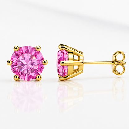 Round Brilliant Moissanite Stud Earrings – Classic Solitaire Earrings