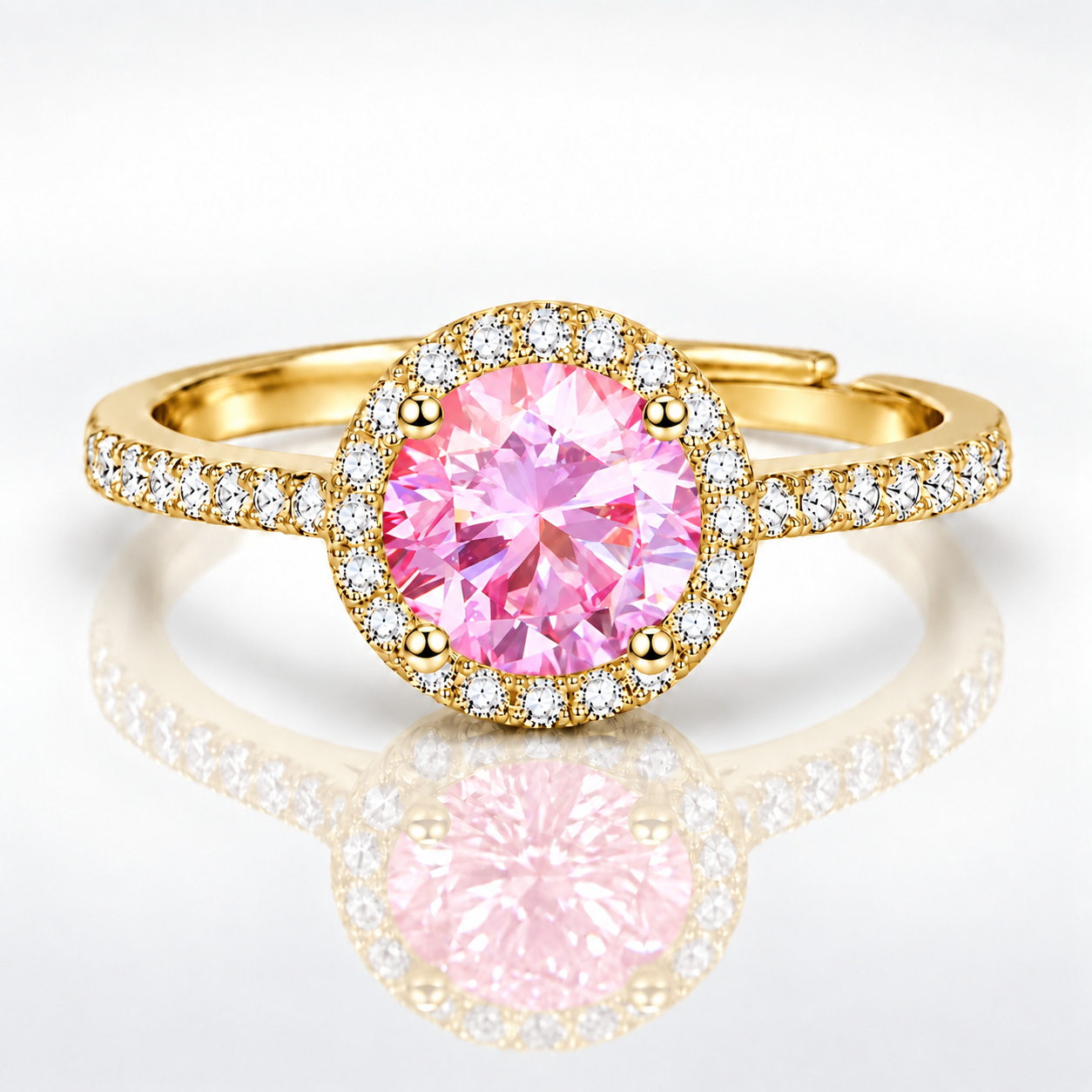 1ct Adjustable Coloured Moissanite Halo Engagement Ring