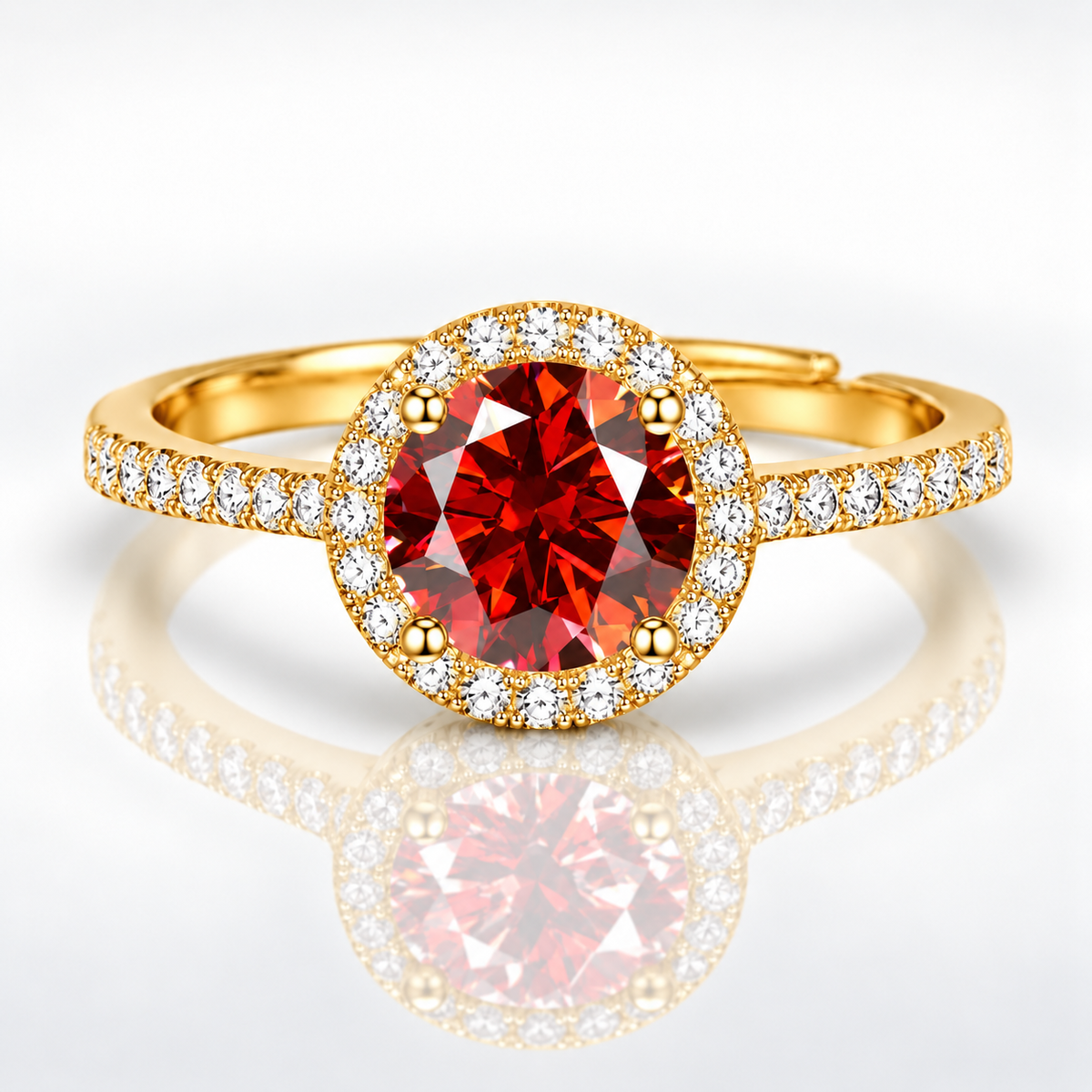 1ct Adjustable Coloured Moissanite Halo Engagement Ring