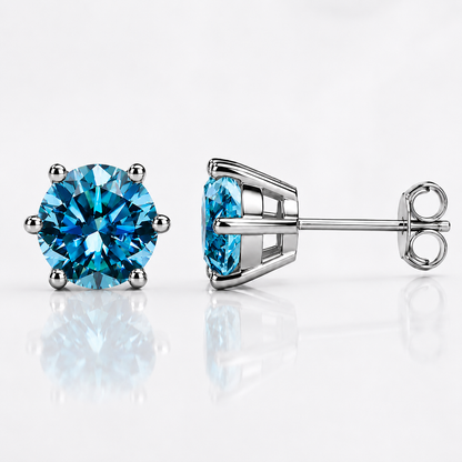 Round Brilliant Moissanite Stud Earrings – Classic Solitaire Earrings