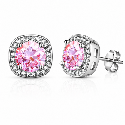 Halo Moissanite Stud Earrings – 925 Sterling Silver & Gold