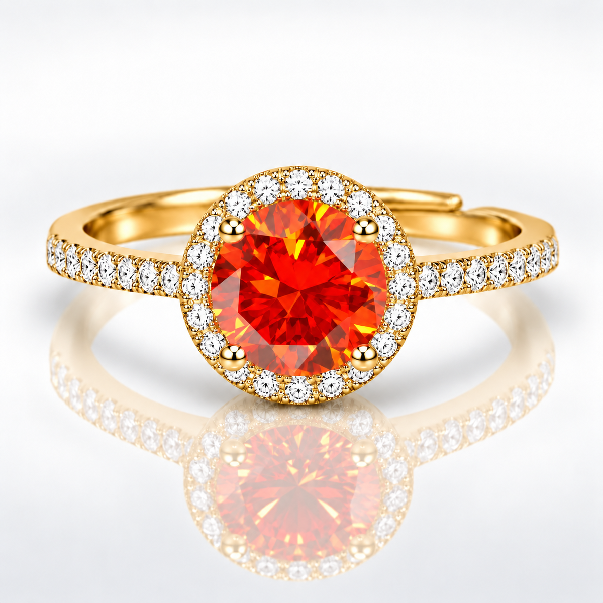 1ct Adjustable Coloured Moissanite Halo Engagement Ring