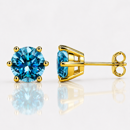 Round Brilliant Moissanite Stud Earrings – Classic Solitaire Earrings