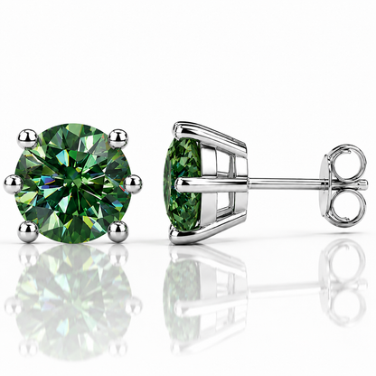 Round Brilliant Moissanite Stud Earrings – Classic Solitaire Earrings