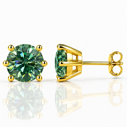 Round Brilliant Moissanite Stud Earrings – Classic Solitaire Earrings