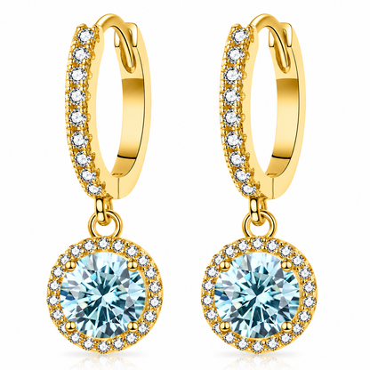 Halo Moissanite Hoop Drop Earrings