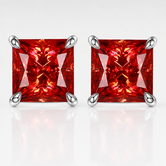 Princess Cut Coloured Moissanite Stud Earrings