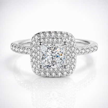 Princess Double Halo Moissanite Engagement Ring