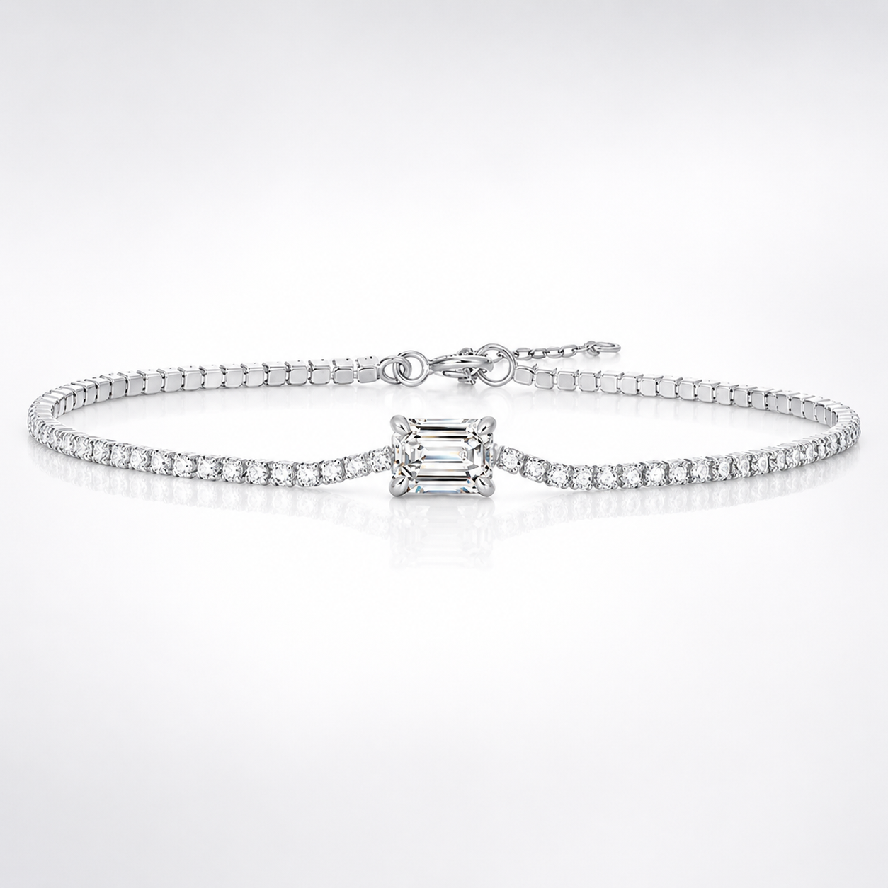 Emerald Cut Moissanite Tennis Bracelet