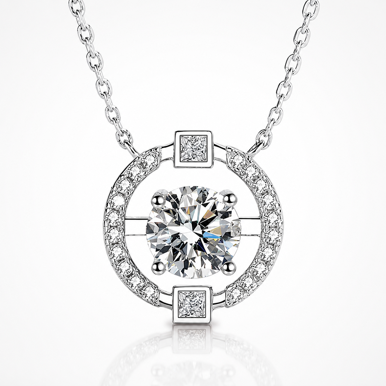 Floating Circle Moissanite Pendant Necklace
