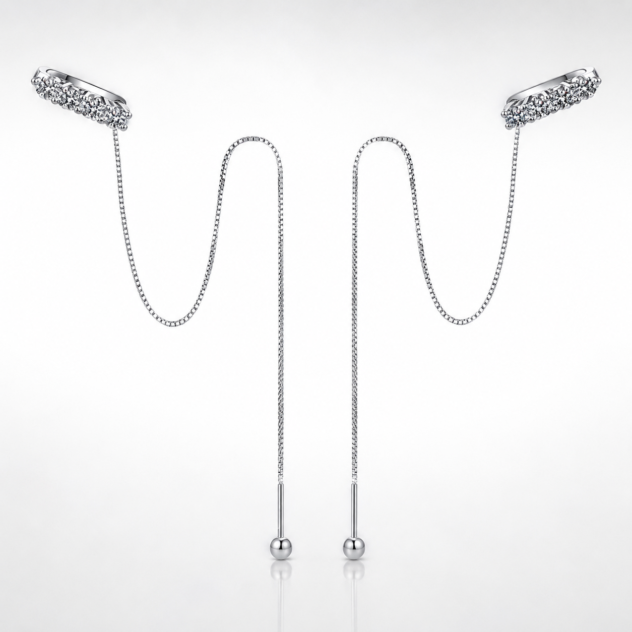Moissanite Threader Chain Earrings