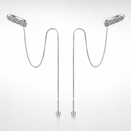 Moissanite Threader Chain Earrings