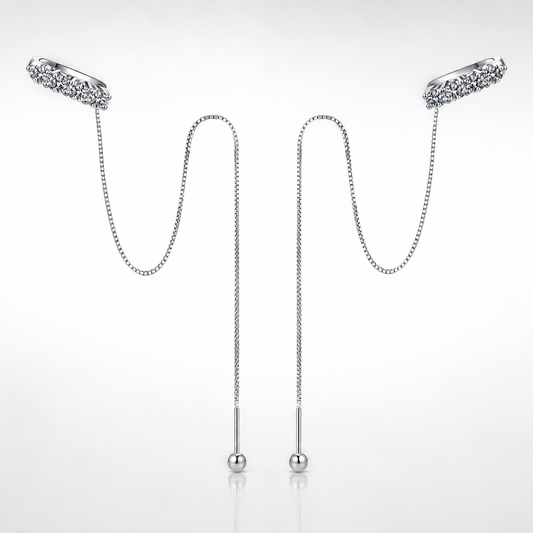 Moissanite Threader Chain Earrings