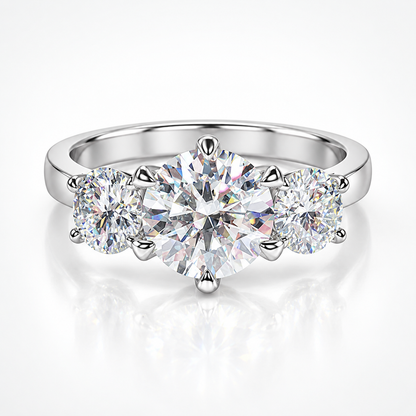 5ct Round Brilliant Moissanite Trilogy Engagement Ring