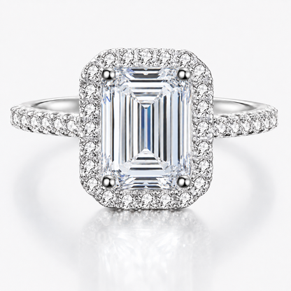 Emerald Halo Moissanite Engagement Ring