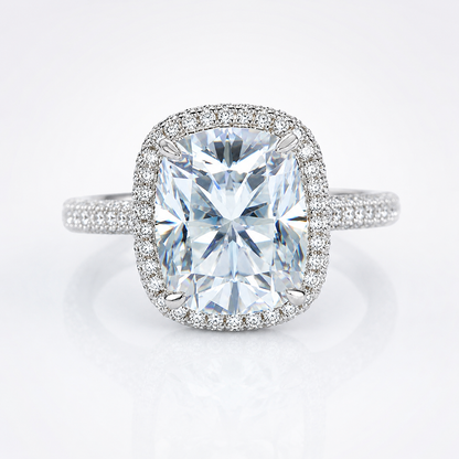 5ct Cushion Cut Moissanite Halo Engagement Ring