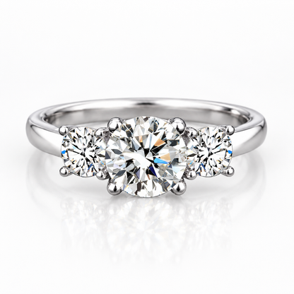 2ct Round Brilliant Moissanite Trilogy Engagement Ring