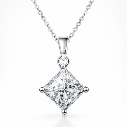 Princess Cut Moissanite Solitaire Pendant Necklace