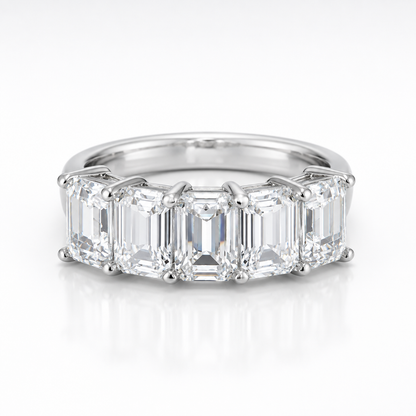 2.5ct Emerald Cut Moissanite Half-Eternity Wedding Band
