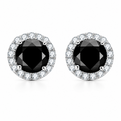 Black Halo Moissanite Stud Earrings