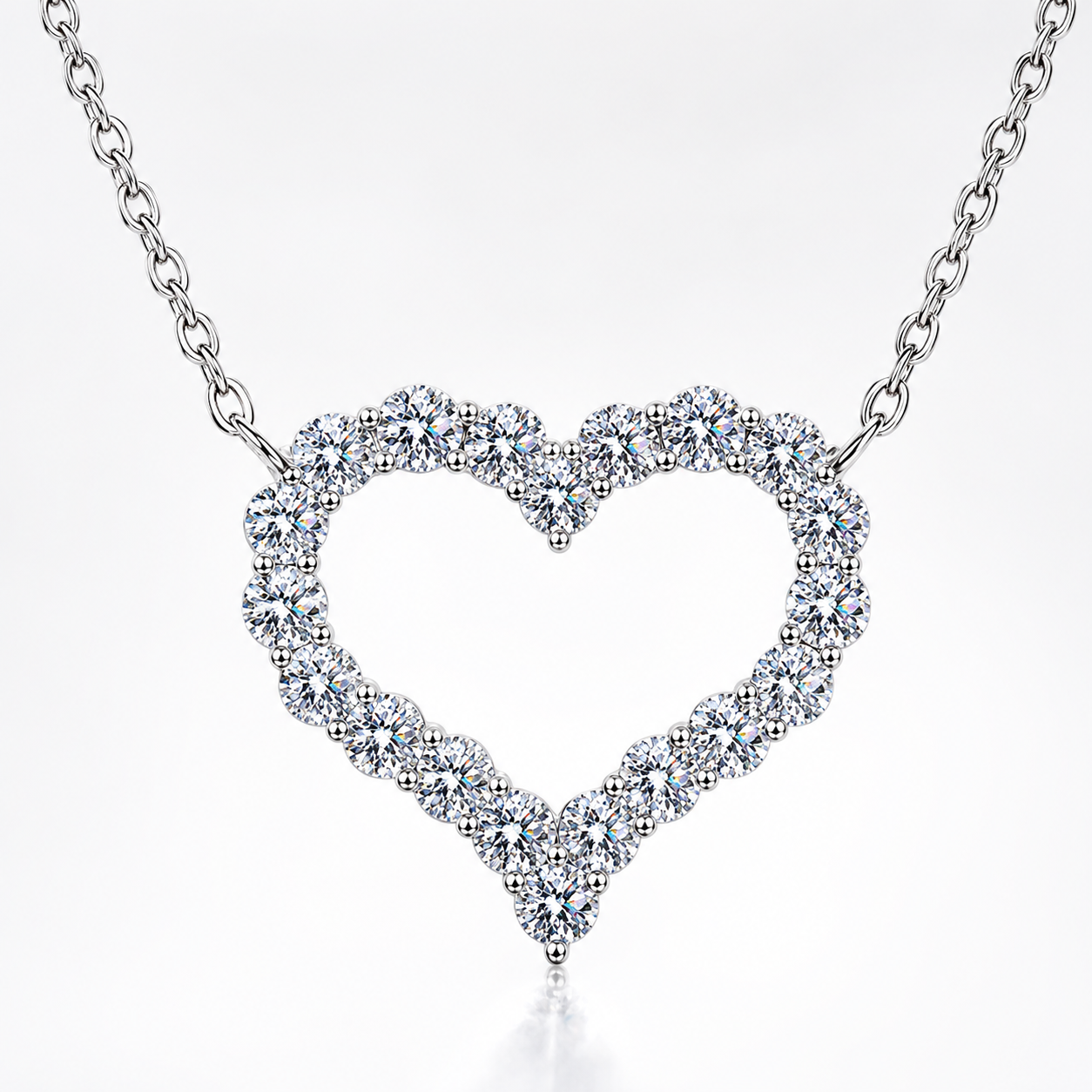 Open Heart Moissanite Necklace