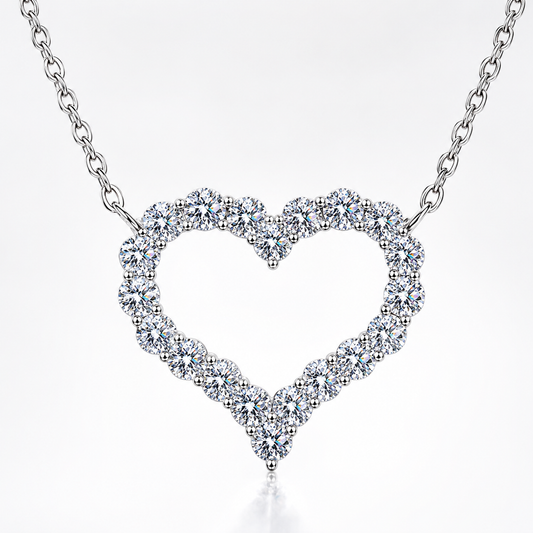 Open Heart Moissanite Necklace