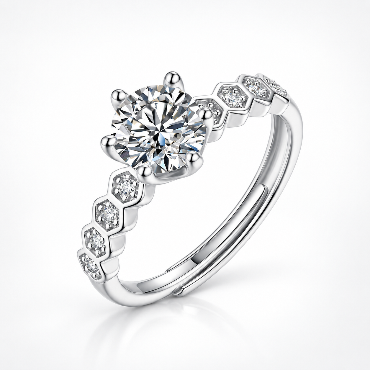 0.5ct Round Brilliant Moissanite Vintage Bezel Adjustable Ring