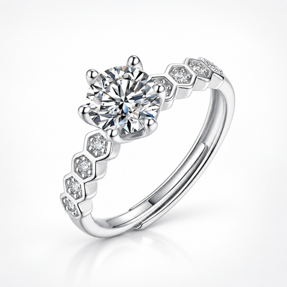 0.5ct Round Brilliant Moissanite Vintage Bezel Adjustable Ring