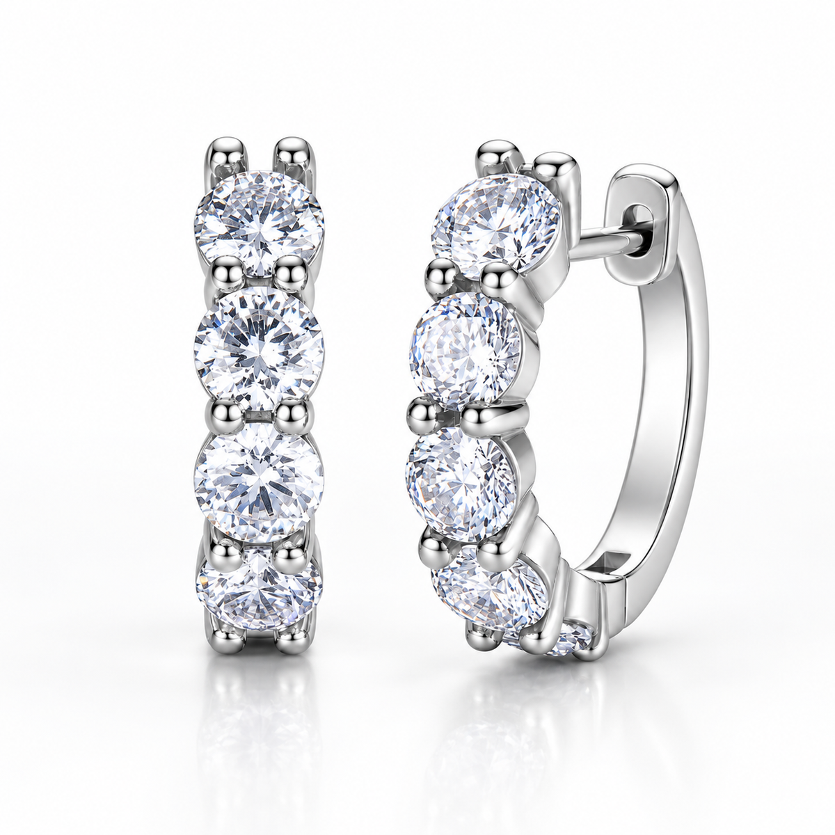 Five Stone Moissanite Hoop Earrings – 2.0ct