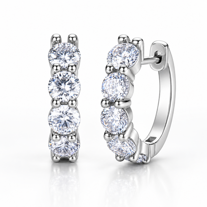 Five Stone Moissanite Hoop Earrings – 2.0ct