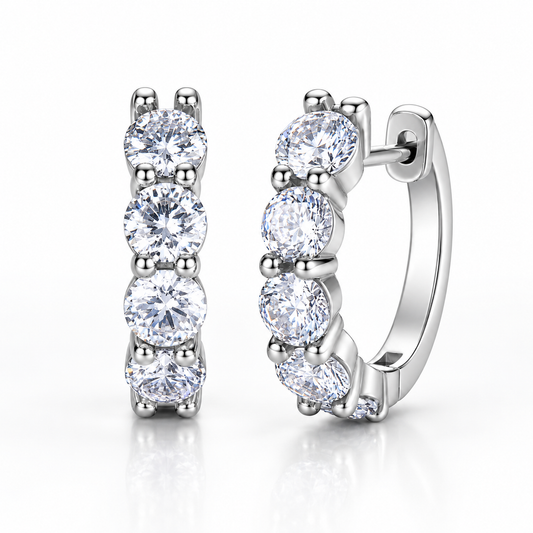 Five Stone Moissanite Hoop Earrings – 2.0ct
