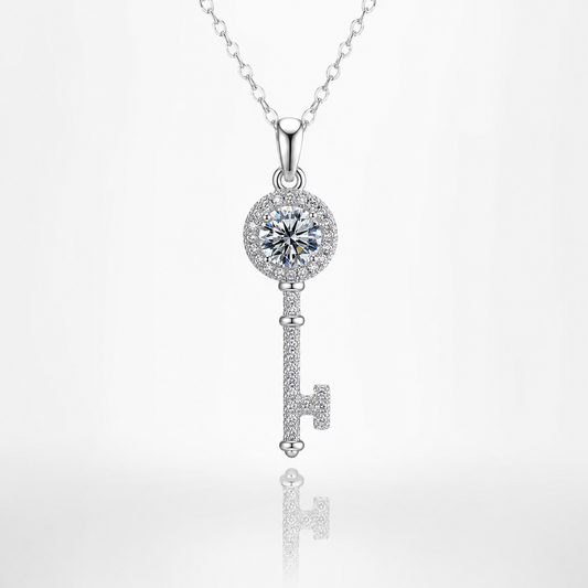 Moissanite Key Pendant Necklace