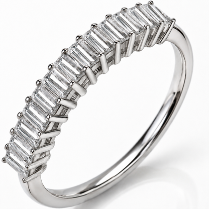 1ct Emerald Cut Moissanite Half-Eternity Wedding Band