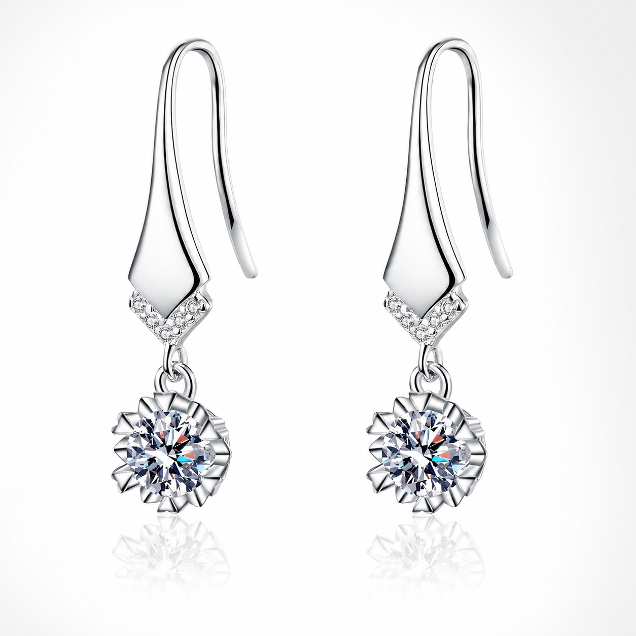 Elegant Round Moissanite Drop Earrings