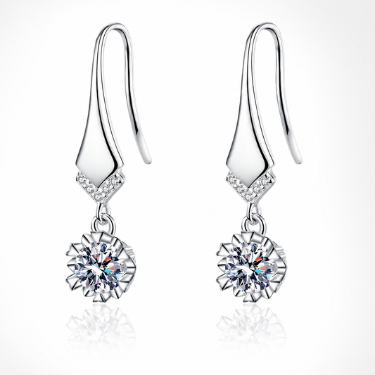 Elegant Round Moissanite Drop Earrings