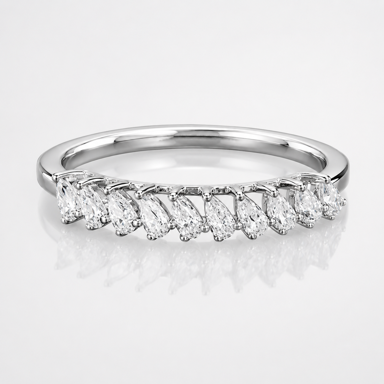 1ct Pear Cut Moissanite Half-Eternity Wedding Band