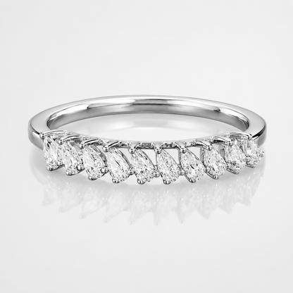1ct Pear Cut Moissanite Half-Eternity Wedding Band