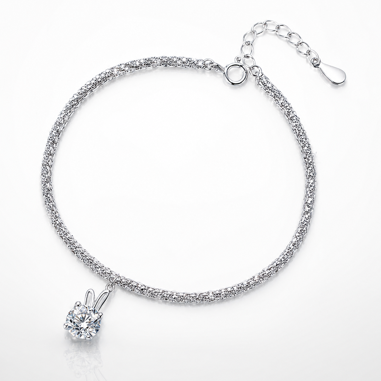 Bunny Ear Solitaire Moissanite Bracelet