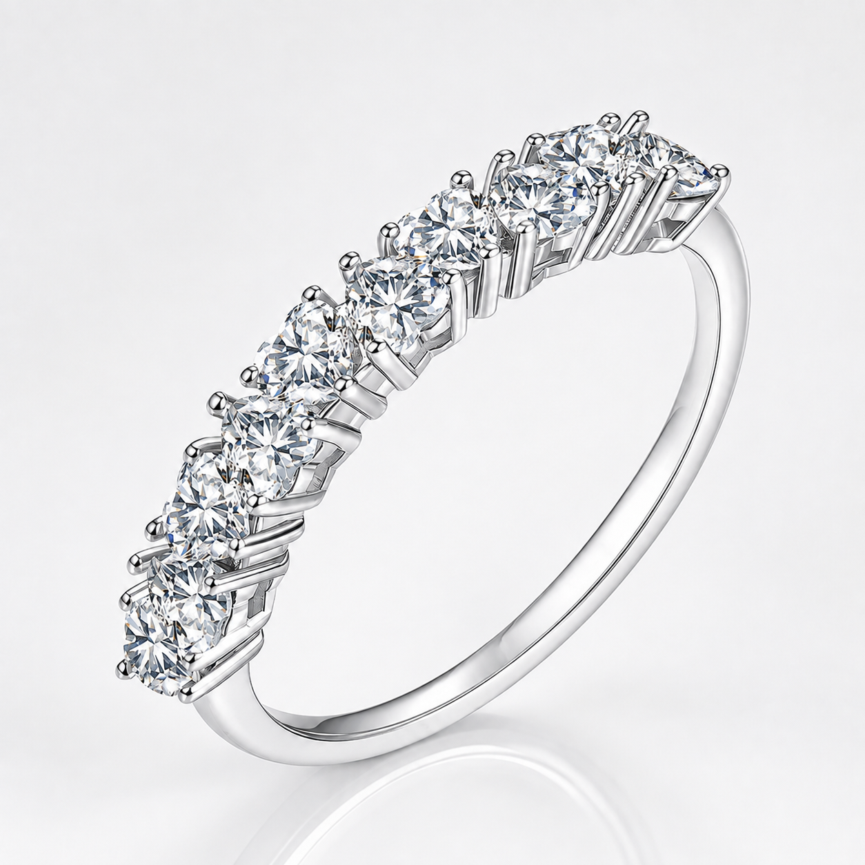 1ct Heart Cut Moissanite Half-Eternity Wedding Band