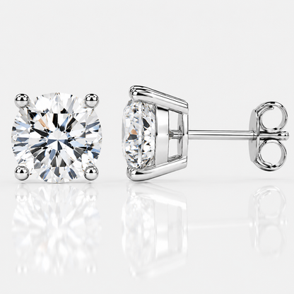 Four Prong Moissanite Solitaire Stud Earrings