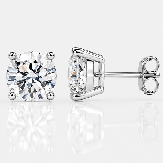 Four Prong Moissanite Solitaire Stud Earrings